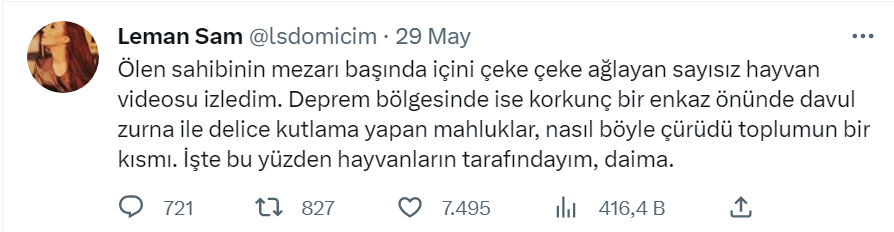 Leman Sam'dan depremzedeler için çirkin mesaj! Seçim yenilgisini hazmedemedi