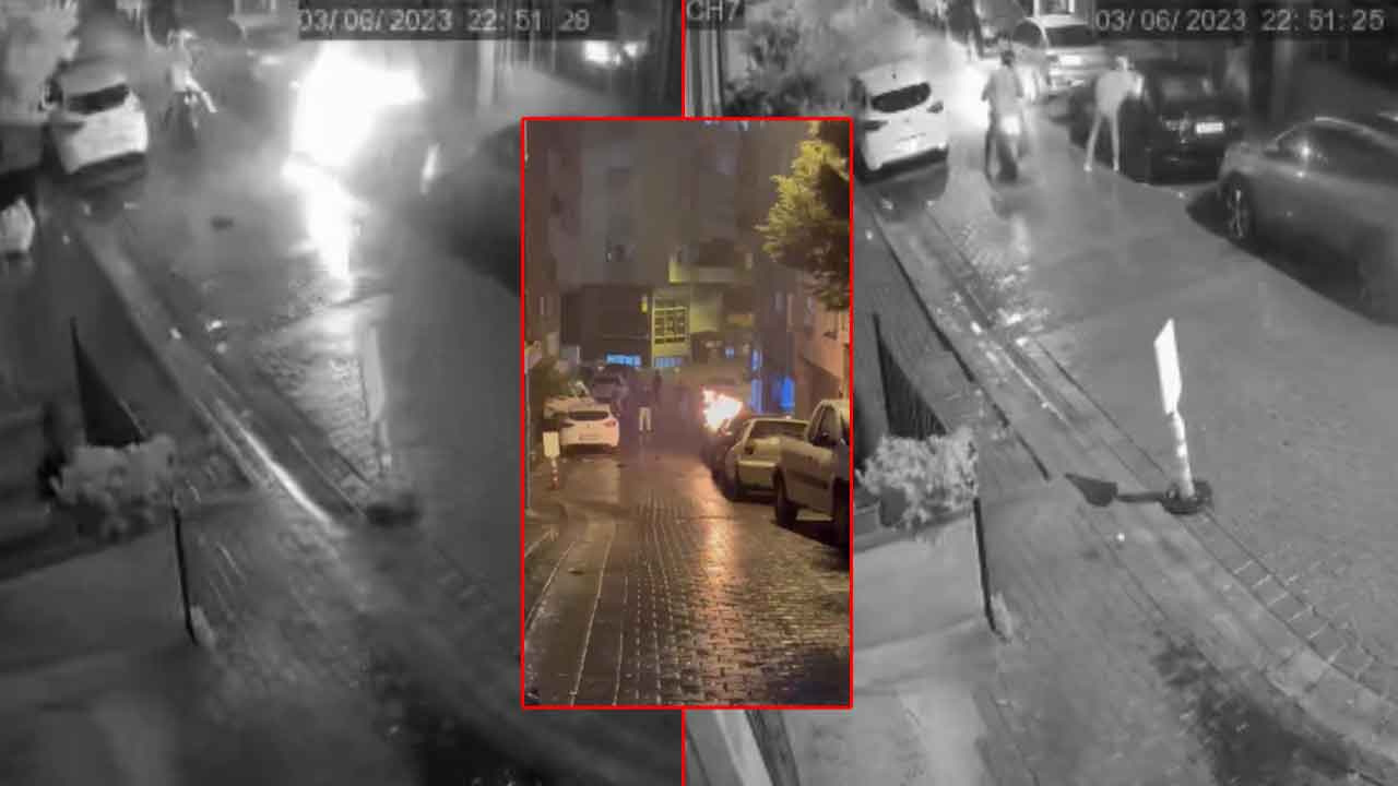 İstanbul'da eski sevgili dehşeti! Motorla geldi, lüks otomobili kundaklayıp kaçtı: O anlar kamerada!