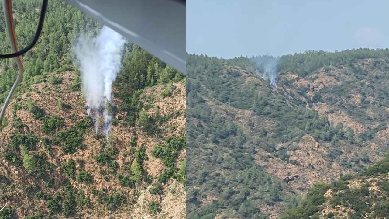 Marmaris'te orman yangını: Alevlere 2 uçak ve 2 helikopterle havadan müdahale ediliyor