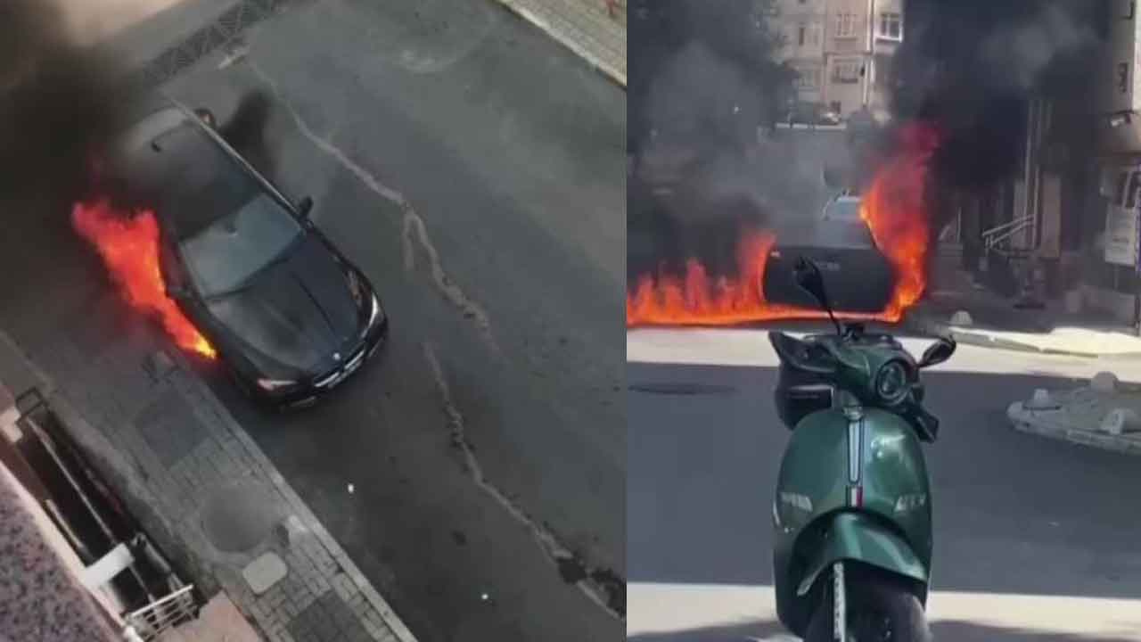 Üsküdar'da korku dolu anlar: Seyir halindeki otomobil alev alev yandı!