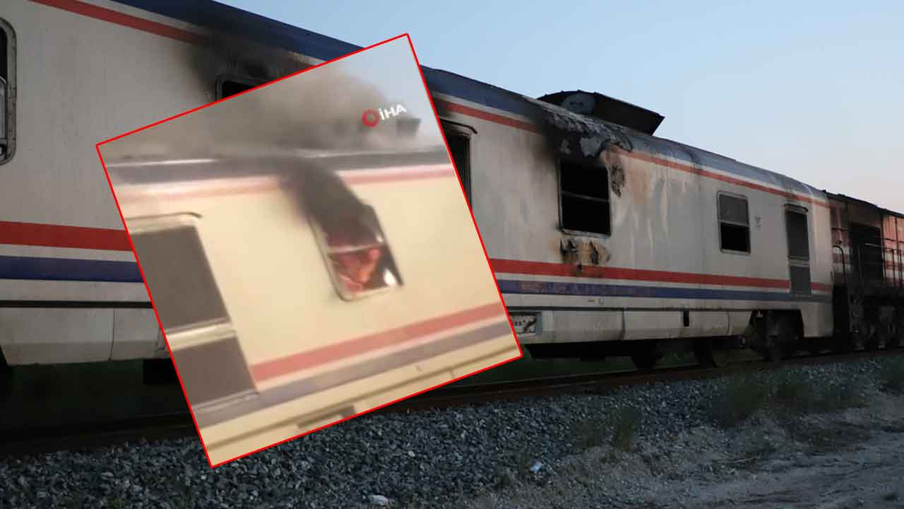 Denizli'de korku dolu anlar! İçi yolcu dolu trenin vagonu alev alev yandı: Yolcular böyle tahliye edildi!
