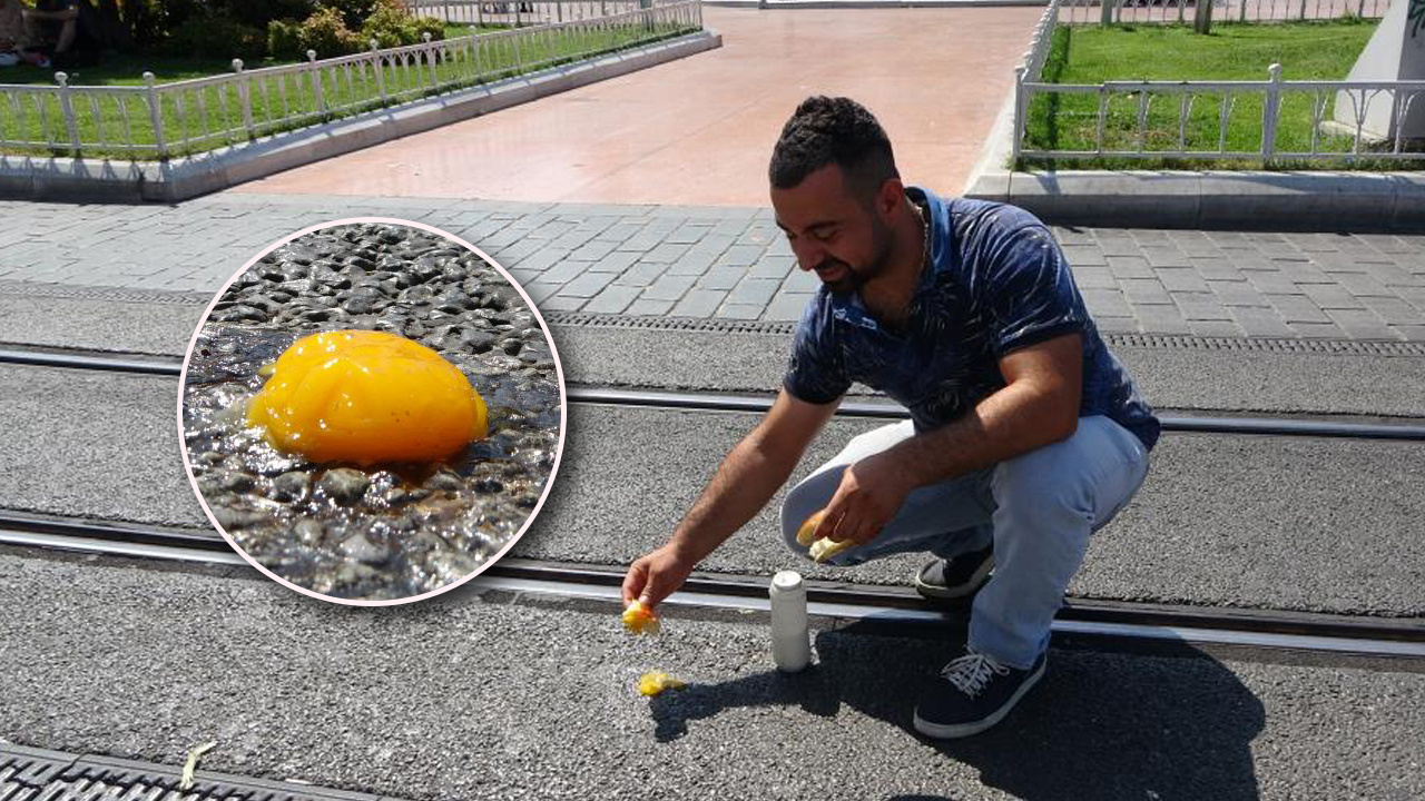 Türkiye resmen kavruluyor! İstanbul'un göbeğinde ilginç görüntüler: Asfaltta yumurta pişirip ekmek banarak yedi!