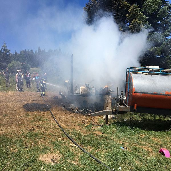Bolu'da korkutan patlama! Tüpü patlayan karavan adeta kül oldu