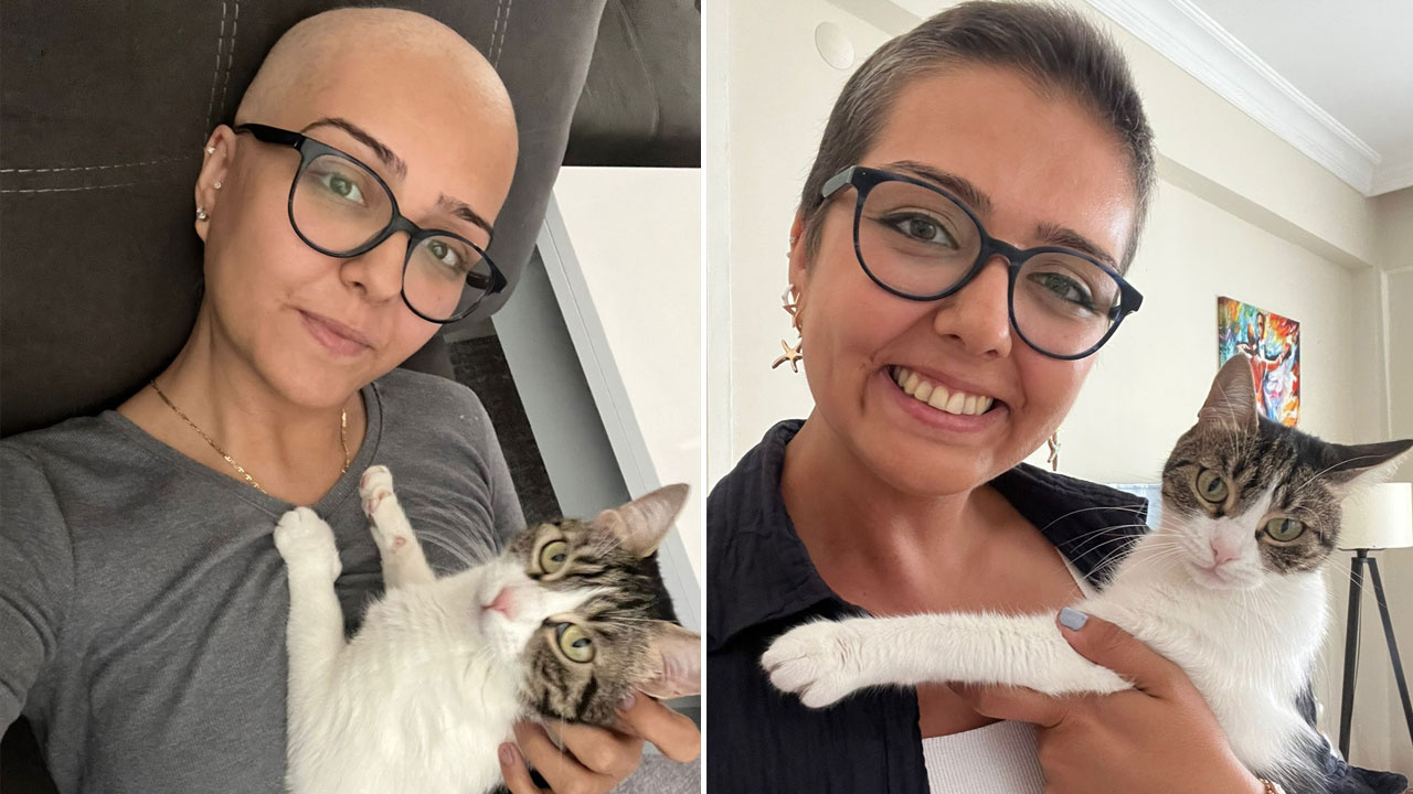 Kedisi 'Şans' memesini tırmalayınca kanser olduğu ortaya çıktı! 'Şans'ı sayesinde kurtuldu