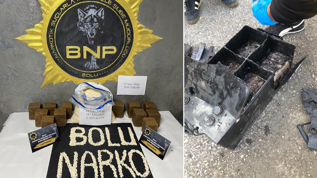 Bolu'da tırın aküsünde 36 kilo 350 gram uyuşturucu ele geçirildi!