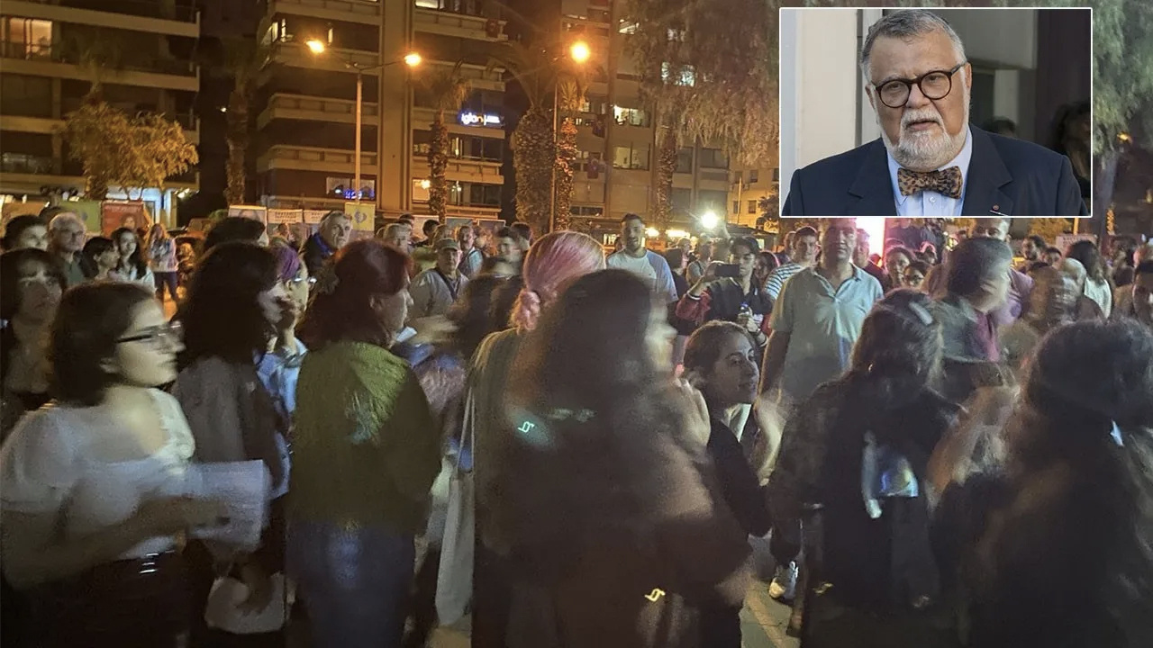 İzmir'de kadınlar Prof. Celal Şengör’ü protesto etti:  Tacizci hoca istemiyoruz