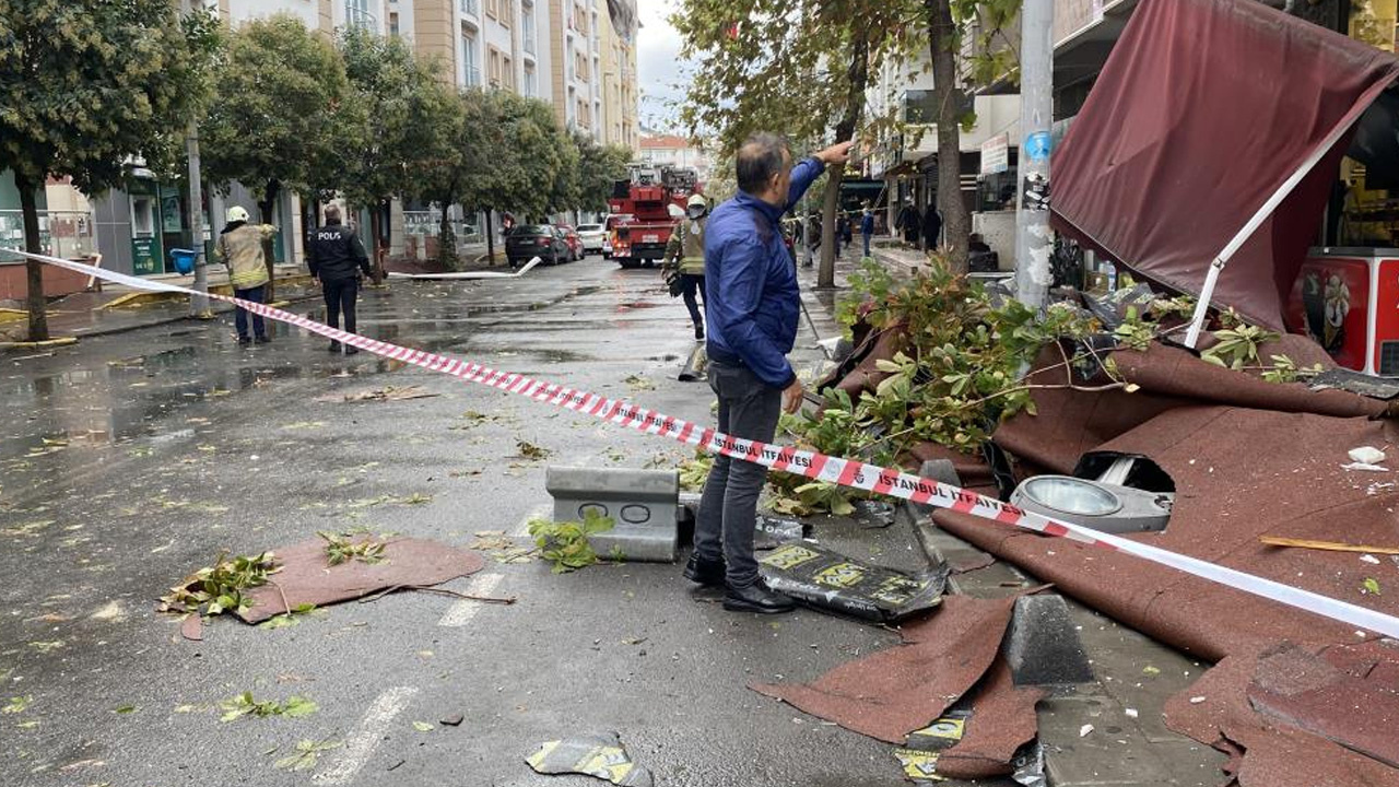 İstanbul'da fırtına: Çatıdan kopan parçalar bakkala giden adamın kafasına isabet etti