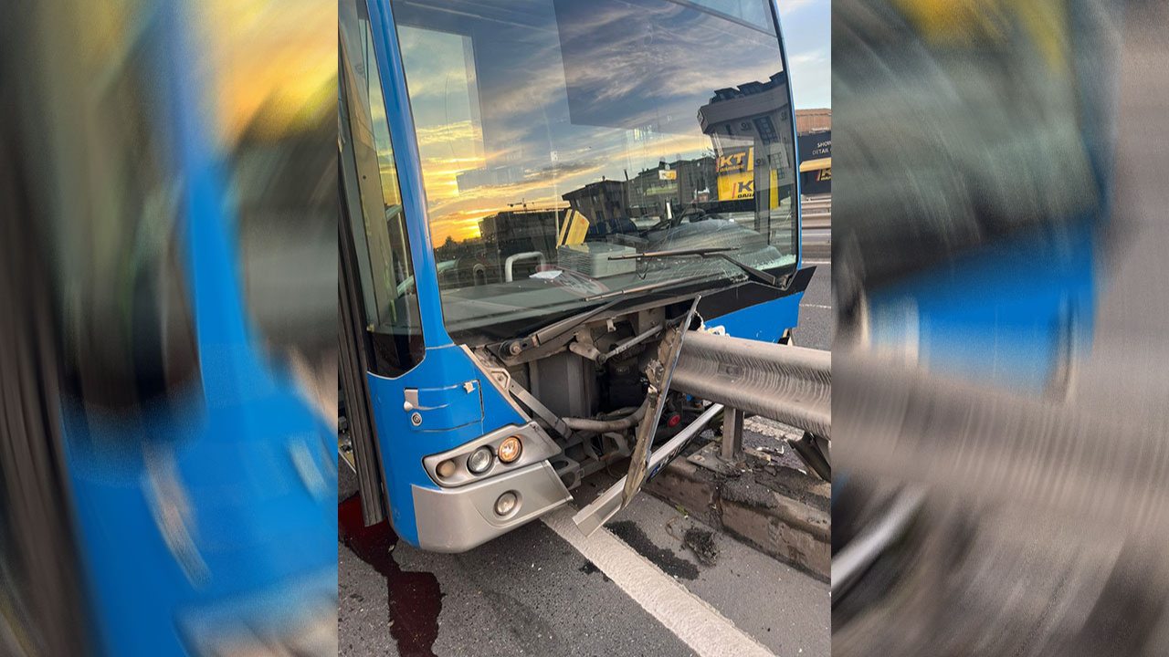 İETT otobüsü bariyere çarptı, şoförü yaralandı!
