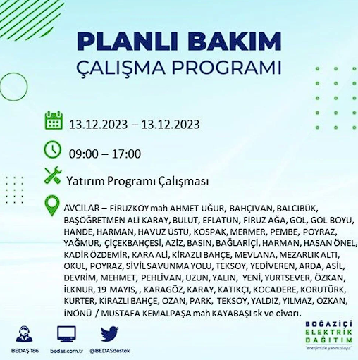 İstanbul'un 20 ilçesinde elektrik kesintisi! Elektrikler ne zaman gelecek? İşte 13 Aralık BEDAŞ kesinti programı