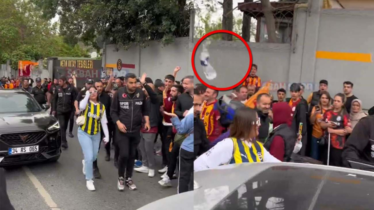 Galatasaray taraftarı, Fenerbahçe formalı kadın taraftara su şişesi fırlattı
