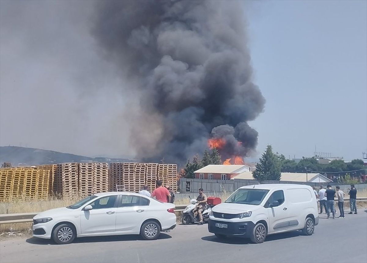 Kocaeli'de palet fabrikasında çıkan yangın kontrol altına alındı