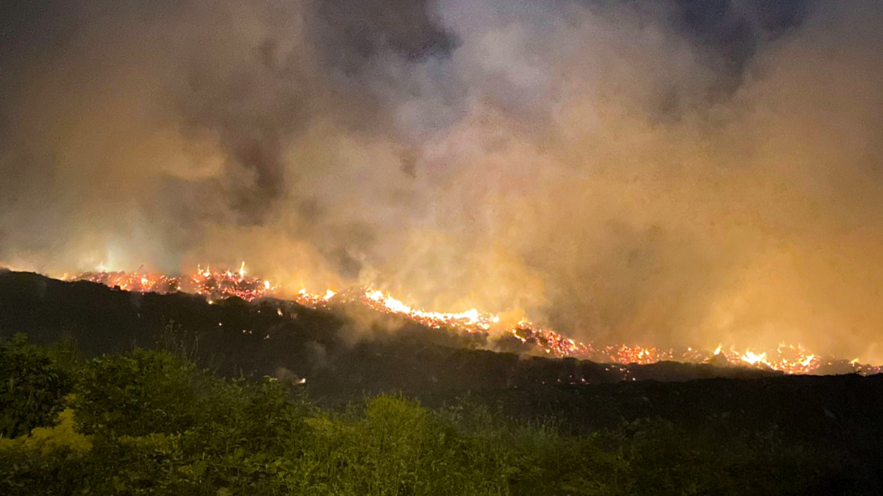 Sarıyer'de otluk alanda korkutan yangın