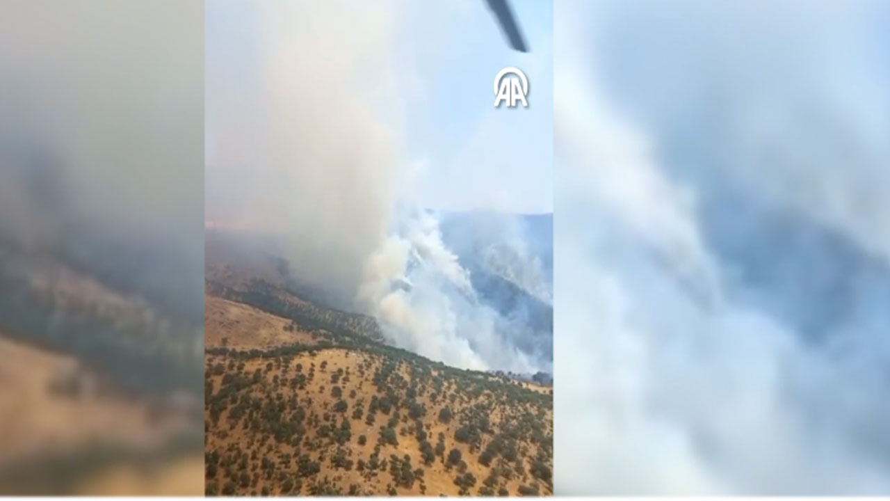 Manisa'da orman yangını çıktı! Helikopterler bölgede...