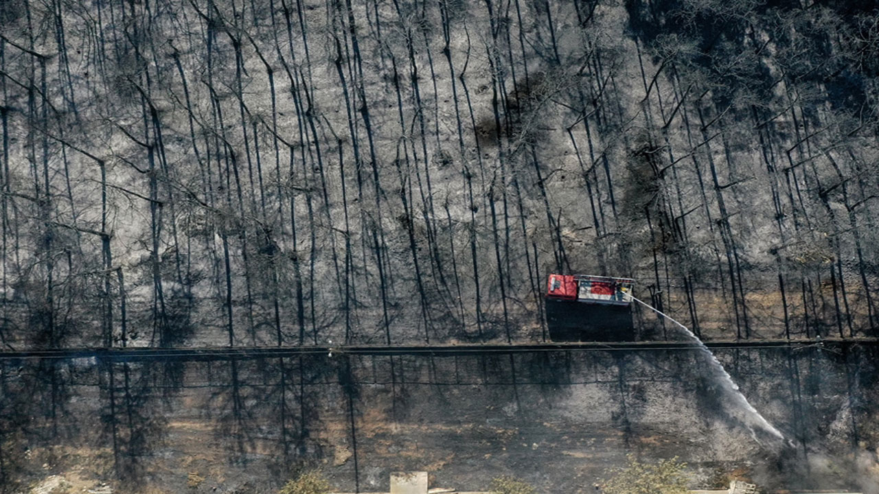 Bursa'da yangın sonrası üzüntüye boğan görüntü! Ormanlık alan dronla görüntülendi