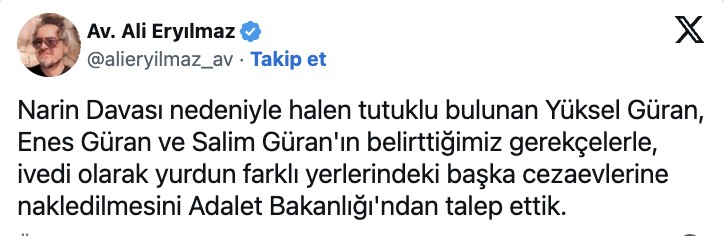 Narin cinayeti! Yüksel Güran, Enes Güran ve Salim Güran ile ilgili yeni gelişme