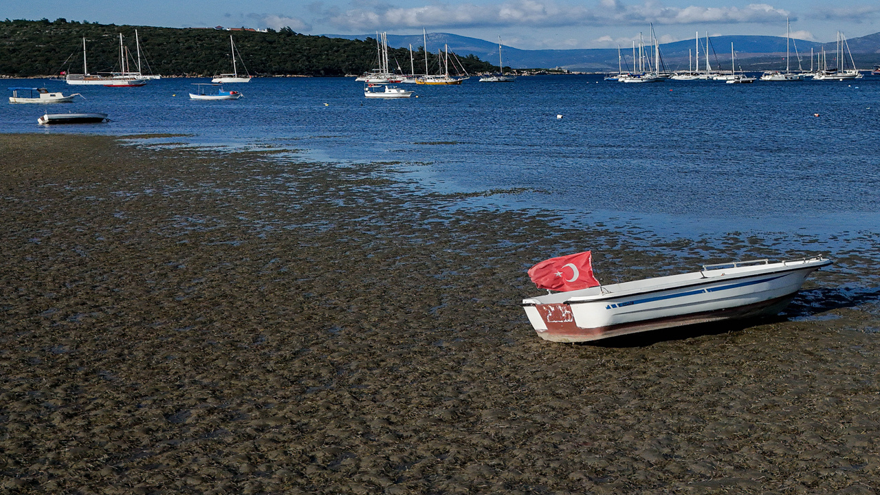 İzmir'de deniz suyu çekildi balıkçı tekneleri karaya oturdu Ege'deki depremler sonrası ürküten görüntüler