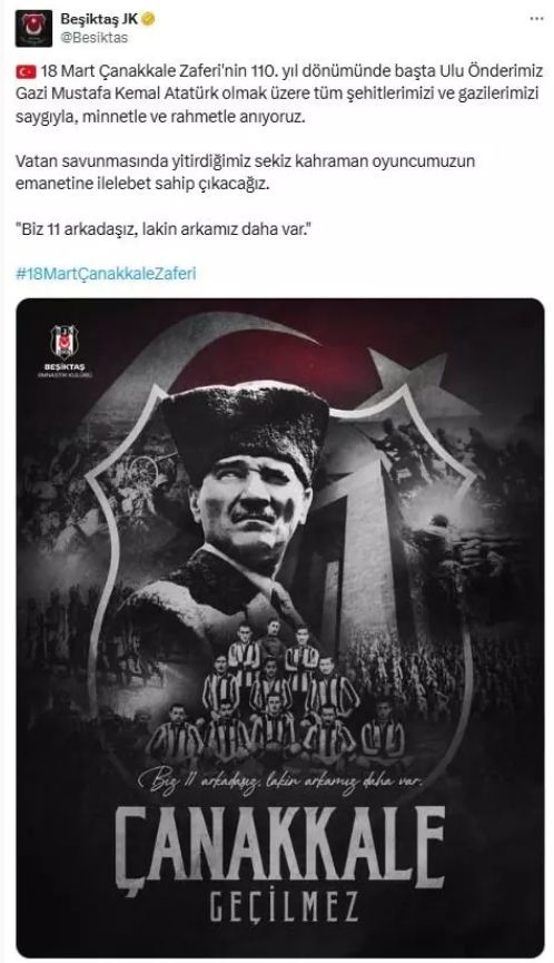 Spor camiasından Çanakkale Zaferi mesajları