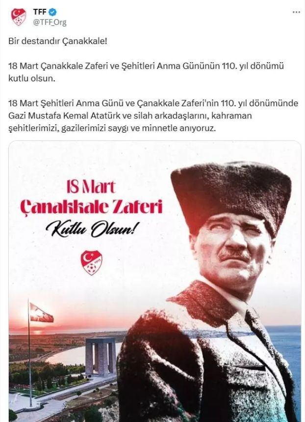 Spor camiasından Çanakkale Zaferi mesajları