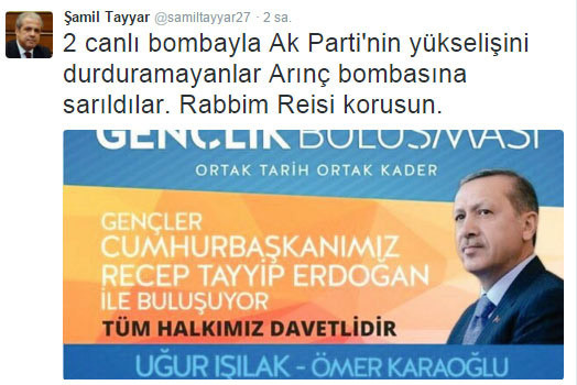 Şamil Tayyar'dan bomba Arınç tweeti! - Resim: 1