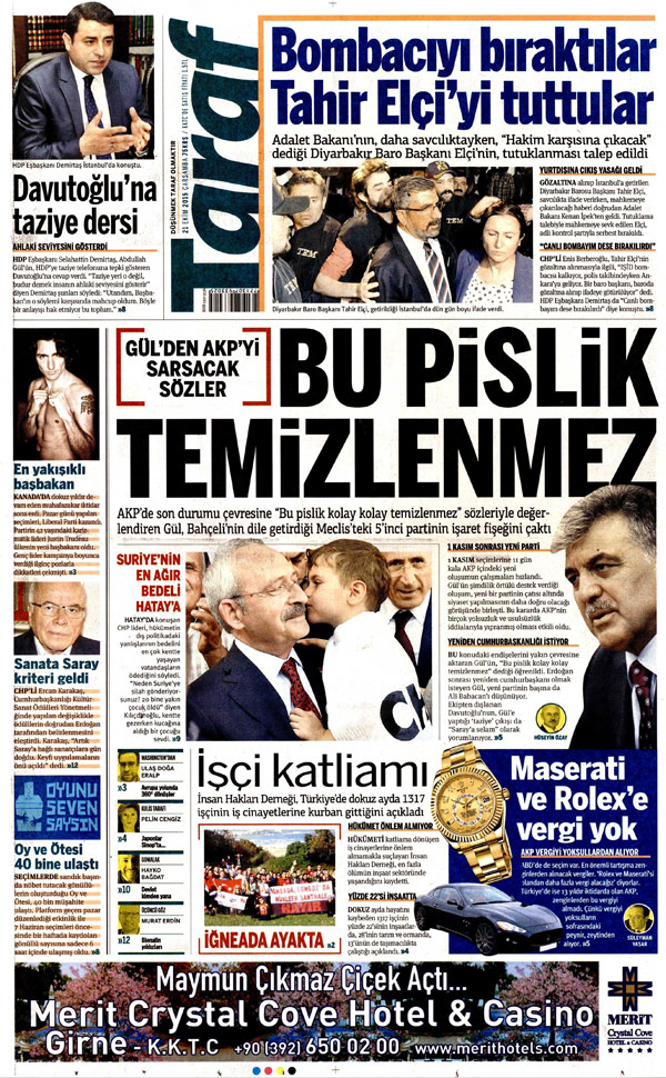 taraf gazetesi abdullah gül manşeti