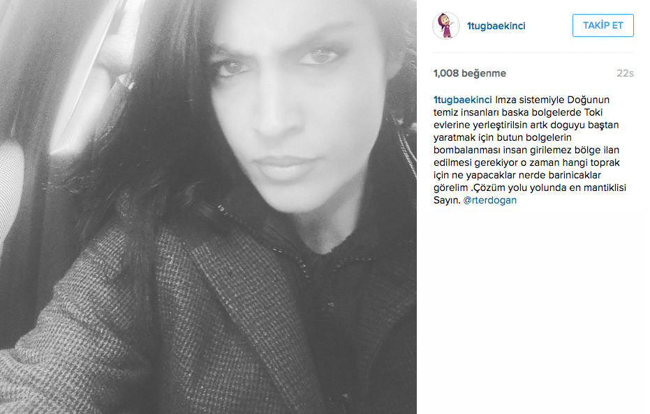 tuğba ekinci instagram doguyu bombalayalim twiti